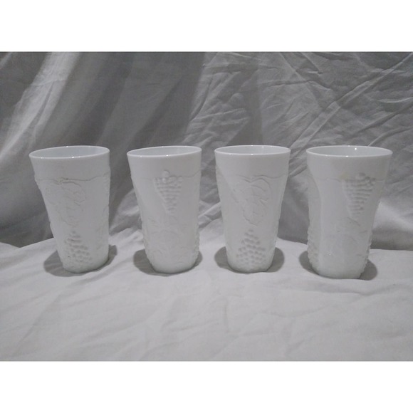 Indiana harvest grape milk glass tumblers (set of 4) - Picture 1 of 4
